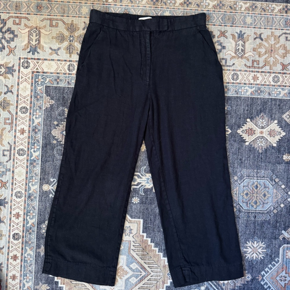Abercrombie & Fitch Women’s Linen Blend Wide Leg Black Pants Size 30/10 Short